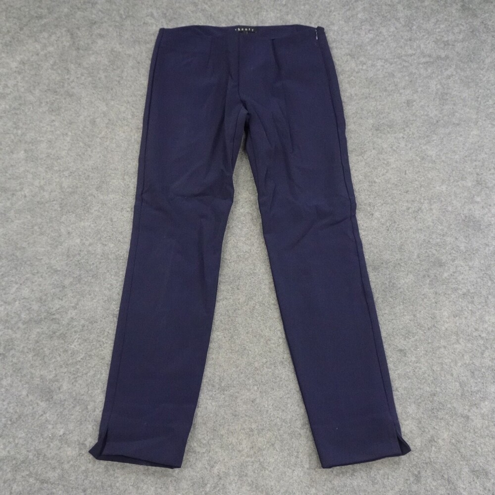 Theory Pants Womens 4 Blue Belisa Flat Front Side Zip Mid Rise Career Business